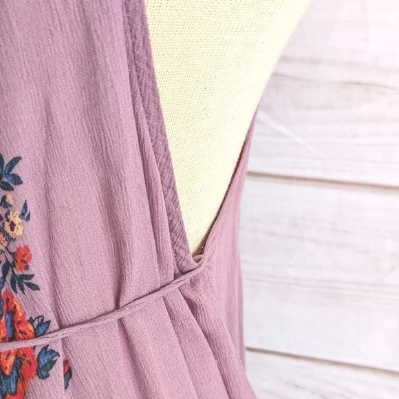 Free People It's a Cinch Magenta Floral Print Tie Back Mini Dress Size Small - Picture 11 of 16